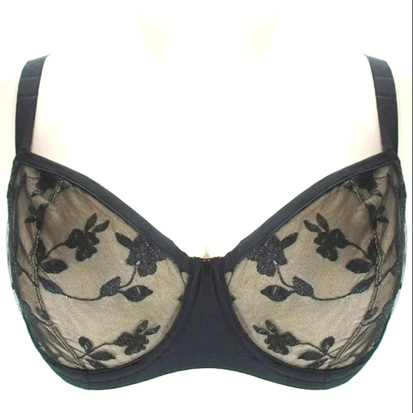 34D Felina 190013 Sabrina Sheer Lace Demi Underwire Bra Black NWT - Picture 5 of 12